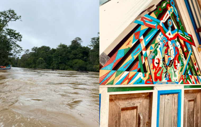 Le fleuve Maroni et le village Loka à Papaïchton